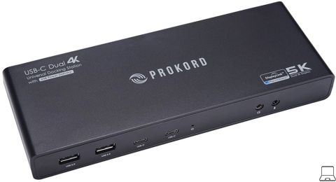 Prokord workplace docking station usb-c 5k dual monitor - charge